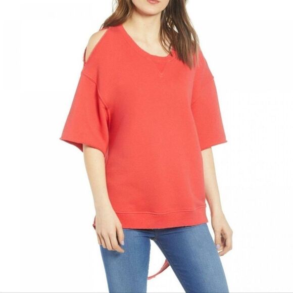 NWT Hudson French Terry Cutout Sweatshirt Curry Size XS - Picture 1 of 3